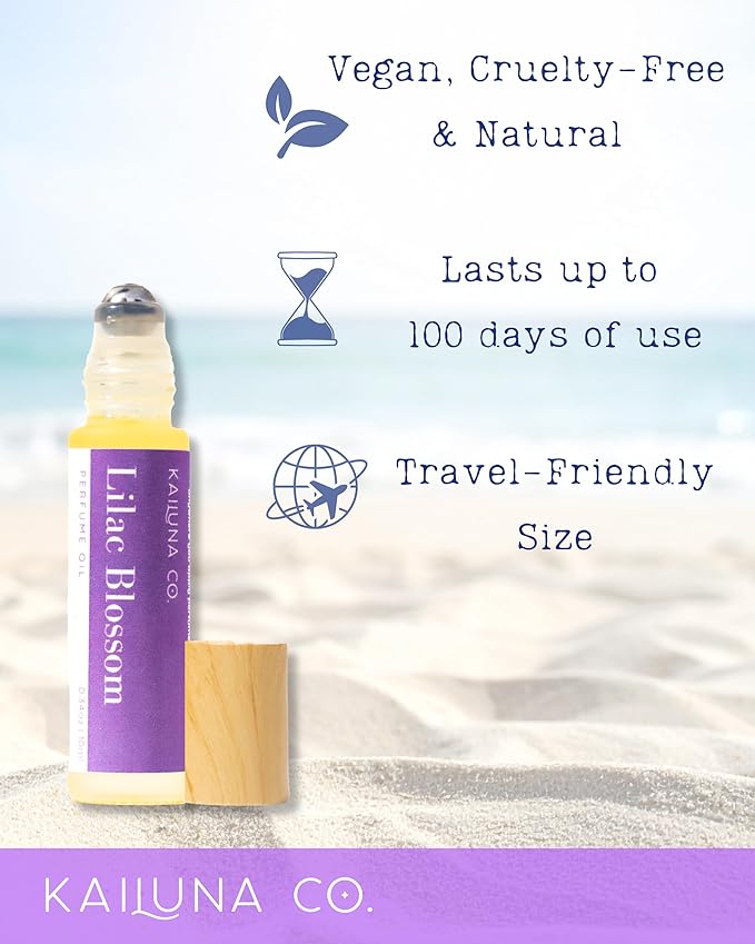 Lilac Blossom Delicious Pure Essential and Fragrance Oil Perfume Roll On with Organic Jojoba Oil, Alcohol Free, Small-Batch, Made in California, 0.34 Fl Oz