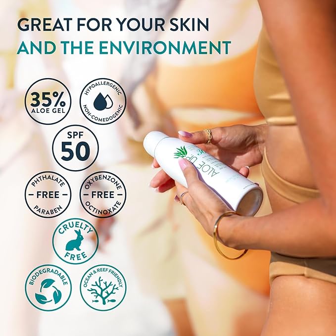 Aloe Up White Collection Sunscreen Lotion SPF 30 - Broad Spectrum UVA/UVB Sunblock for Face and Body - With Aloe Vera Gel - Alcohol-Free - Reef-Friendly - Coco-Mango Fragrance - 4 Oz