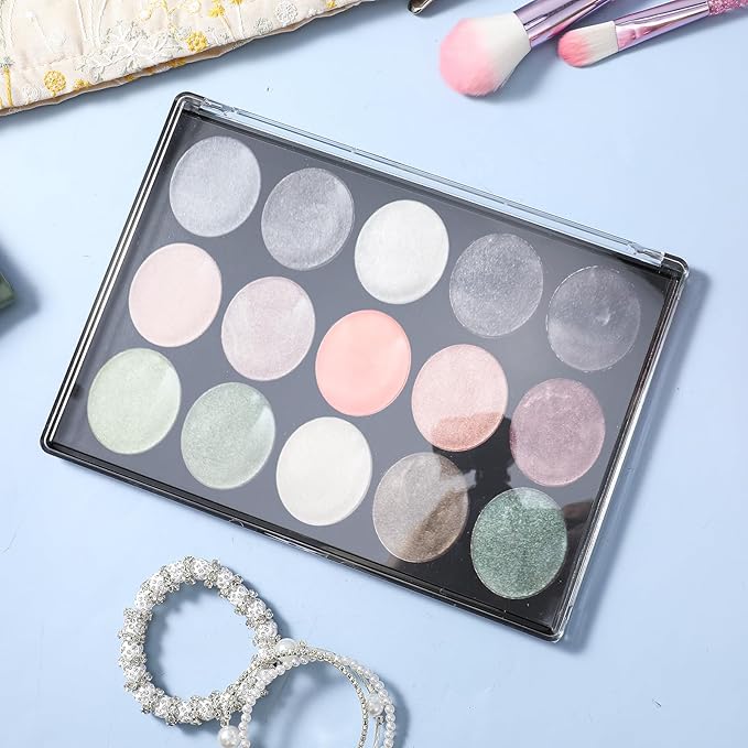 4 Pack Small Magnetic Makeup Palette with Clear Top, Empty Eyeshadow Pan Dispensing Storage Box for DIY Cosmetics Lipstick Blush Powder - 7.7"X4.3"