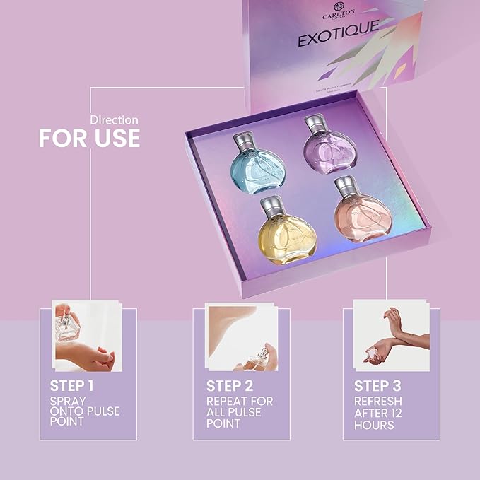 Exotique Gift Set Of 4 Premium Perfume Liquid- 30Ml Each I Orange, Cedar, Honey And Rose Fragrance I Luxury Edp Perfume For Girls And Ladies, Best Gift Set For Women