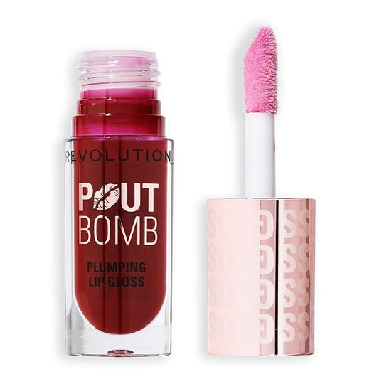 Revolution Beauty London, Pout Bomb Plumping Lip Gloss, High-Shine for Glossy, Fuller & Plump Lips with Hyaluronic Acid & Peptides, Vegan & Cruelty-Free, Light Mauve, 0.15 fl oz