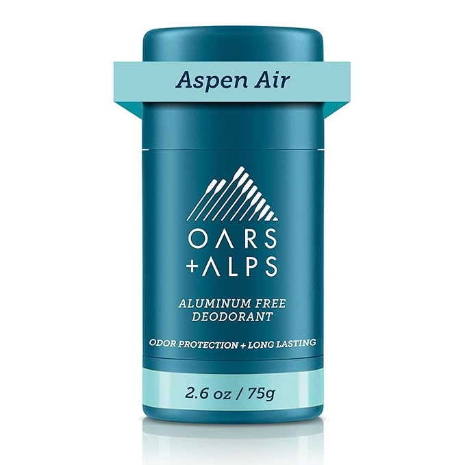 Oars + Alps Deodorant for Men & Women, Aluminum Free Deodorant for Men, Dermatologist Tested, Clean Ingredients, Non Toxic, Vegan, Long Lasting, Odor Protection, Aspen Air, 1pk, 2.6oz