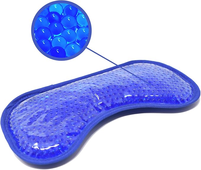 Plush Gel Eye Mask for Puffy Eyes, Blue - Cold Eye mask to Treat Dark Circles, Sinuses, Dry Eyes, and for Allergy Relief - Microwave Safe for Heat Therapy