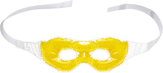 Gel Eye Mask, Yellow - Cold Compress Ice Pack with Gel Beads - Microwave Safe for Heat Therapy - Great for Puffy Eyes, Dark Circles, Dry Eyes, Soothing Headaches