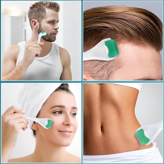 Derma Roller Microneedle Roller For Face Beard, 192 Titanium Microneedling Roller For Women and Men | Micro Needle Roller For Face Scalp 0.25mm