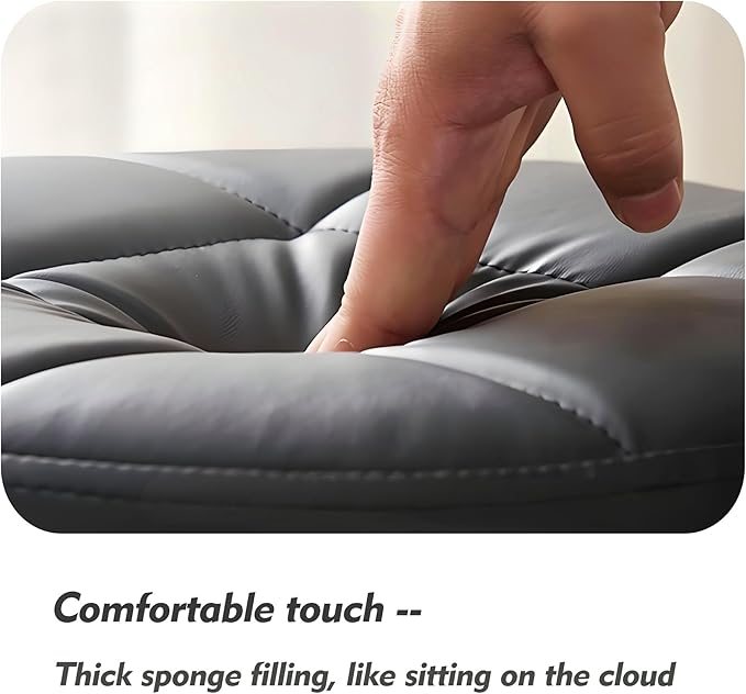 Rayyl Rolling Stool with Wheels Classic PU Leather - 400lb Capacity with Quiet Wheels, 360° Swive Adjustable Height, Ultra-Comfort Seat, for Salon Tattoo Work Home SPA Shop Use (Black)