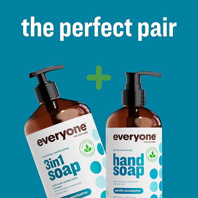 Everyone Liquid Hand Soap, 12.75 Ounce (Pack of 3), Pacific Eucalyptus, made with Essential Oils for kitchen and bathroom