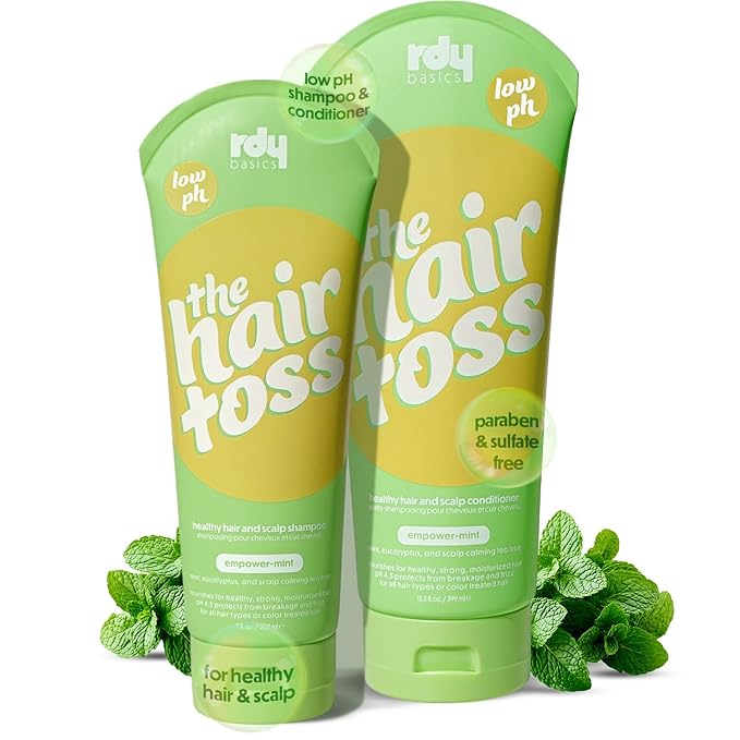 The Hair Toss Men & Women Shampoo And Conditioner Set 13.5floz/7floz - Mint - Formulated 4.5pH Moisturizing Paraben and Sulfate Free Shampoo and Conditioner Set, Hair Care Sets