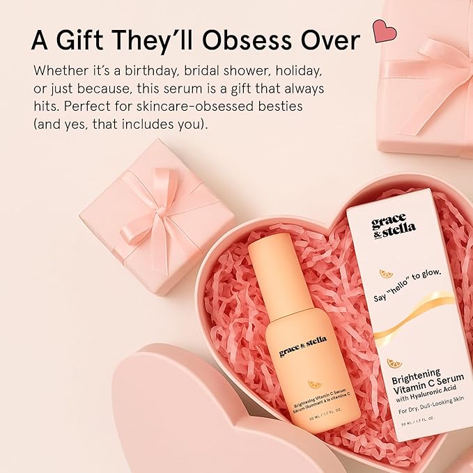 grace & stella Vitamin C Serum for Face (50ml /1.7 fl oz)- Brightening Vitamin C for Face with Hyaluronic Acid Serum To Reduce Dullness & Dark Spots - Vegan Skincare