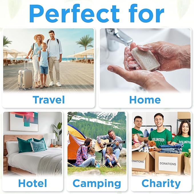 Bergman Kelly - Hotel Toiletries Bundle - White Tea, 1 oz each, 125 Pieces - 5-Piece Set: 25 each Round Bar Soap, Shampoo, Conditioner, Body Lotion & Body Wash - Bulk Mini Guest Amenities