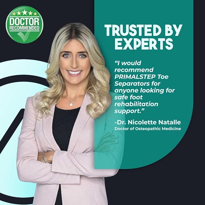 PrimalStep 2.0 FIRM EDITION Toe Separators - Extra Firm, Stretchy & Flexible - Thicker & More Durable - Dr. Recommended - Loved by Those with Bunions or Plantar Fasciitis - Toe Spacers for Athletic Mobility (Blue, S/M)