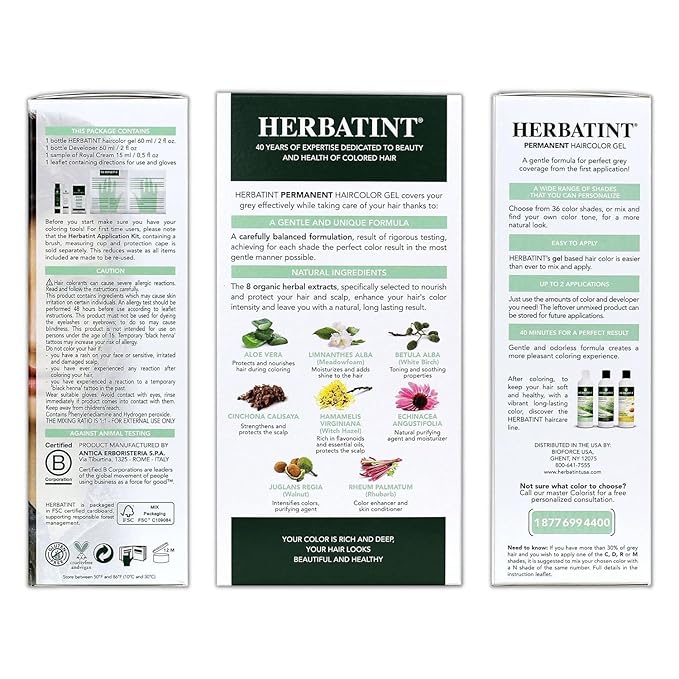 Herbatint Permanent Haircolor Gel, 7D