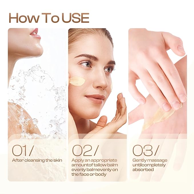 SADOWAY Beef Tallow for Skin: Handmade Beef Tallow for Face - Organic Grass-Fed Whipped Beef Tallow and Honey Balm Tallow Face Moisturizer Smooth Soft for Dry Skin