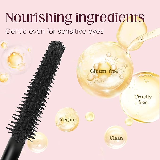 Unidollss Tubing Mascara Volume and Length Black Upgrade Lengthening Long Lasting, New Brush, No Smudging, No Clumping, Washable Voluminous Tubing Mascara, Gluten-free Safe for Sensitive Eyes