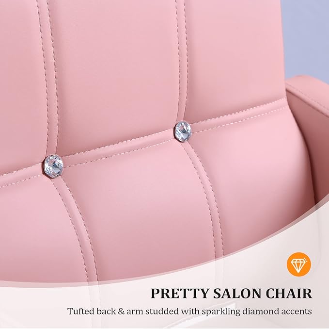 OmySalon Hair Salon Chair Hydraulic Barber Chair for Home Barbershop Pink, Braiding Chair for Hair Stylist Heavy Duty, Styling Hairdressing Beauty Spa Equipment