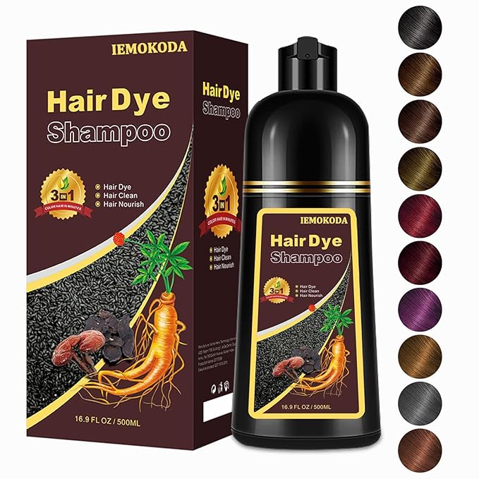 Deep Wine Red Hair Dye Shampoo 3 in 1 for Gray Hair, Instant Hair Dye for Men Women, Long-lasting & Natural Hair Color Shampoo, Effect in Minutes, 16.9 Fl Oz