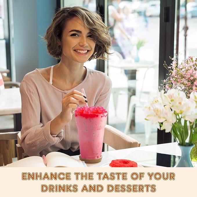 Fanale Pomegranate Popping Boba Pearls, Vegan, Non GMO, Gluten Free, Fat Free, Perfect for Bubble Tea, Smoothies, Ice Cream, Desserts, and Beverages.