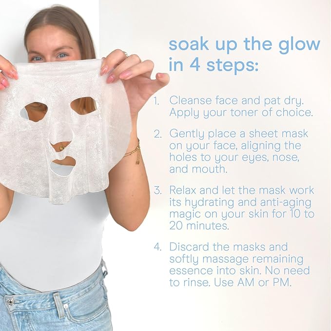 Baebody Snail Mucin Face Sheet Mask (6 pcs) - Anti Aging and Moisturizing Face Mask with Hyaluronic Acid - Deep Hydration for Youthful Skin