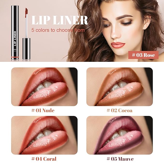 Lip Stain - Long Wear Tattoo Lip Liner, Waterproof & Transfer-proof Peel Off Lip Stain with Matte Finish, Lip Tint For All Skin Types, Great Gifts for Women (Coral)