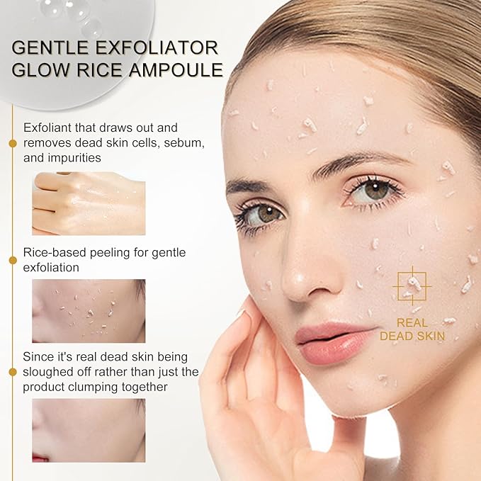 Peel Shot White Rice Peeling Ampoule - Soft Exfoliating Face and Body Scrub - Rice Exfoliator for Face Dead Skin Remover for Body - Deep Pore Cleanser Facial Scrub Exfoliator for All Skin Types