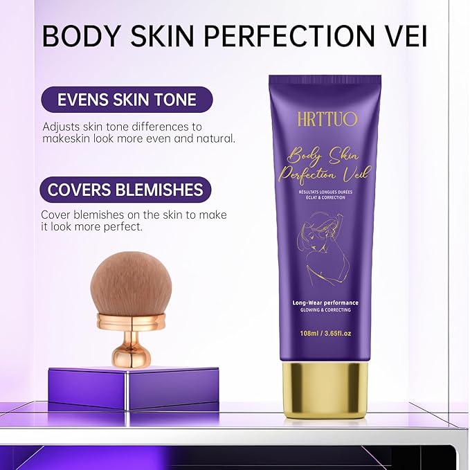 Body Coverage Perfector with Brush - Waterproof Leg & Body Makeup for Skin Imperfections & Uneven Tone, Transfer-Resistant Natural Finish Concealer, Flawless Looking Legs (Golden Radiance)