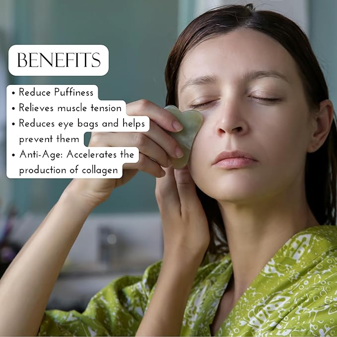 Padime 2 pcs | Scalp Massager Comb + Jade Gua Sha Scraping, Multifunctional Handheld Anti Stress, Massage Tool for Face and Body Treatment, Scalp Stimulator Jade Comb, Green Aventurine Gua Sha Gift