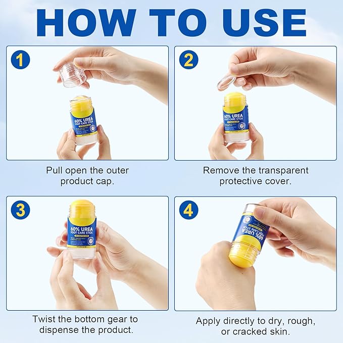60% Urea Foot Care Stick with 2% Salicylic Acid, Urea Foot Cream for Cracked Heel Repair & Callus Remover, Dry Feet, Elbows, Knees, Hands, Moisturise & Soften Skin (40G)