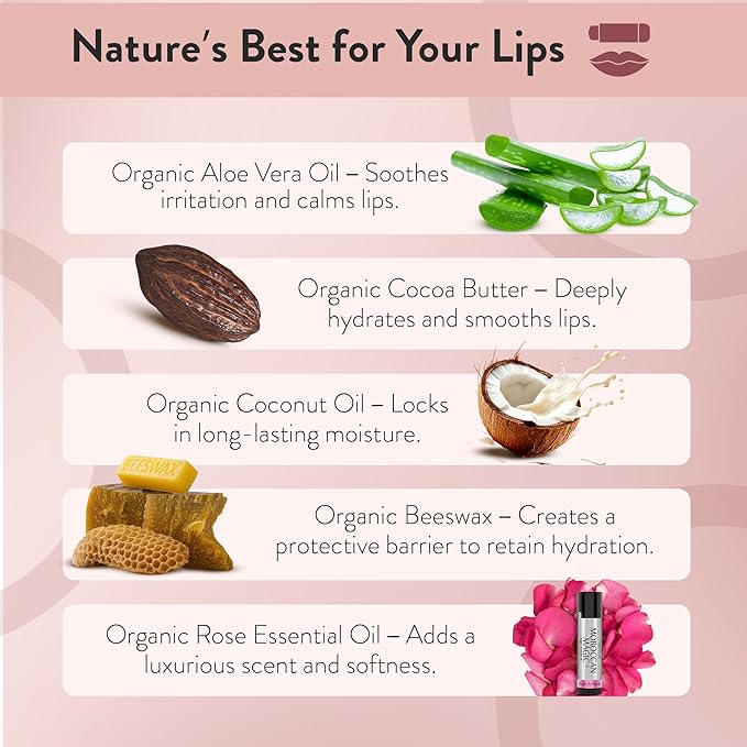 Moroccan Magic Beach Rose SPF 15 Lip Balm - Rose Vanilla | Argan Oil & Essential Oils | Family Owned | Cruelty Free | 2 Pack