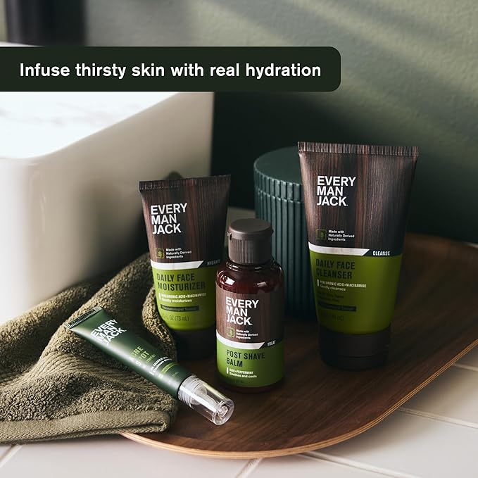 Every Man Jack Daily Face Lotion for Men - Deeply Moisturize and Revive Dry, Tired Skin with Hyaluronic Acid, Aloe Vera and Niacinamide - 2.5 oz Men’s Face Lotion (2 Pack)