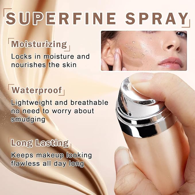 CAHIUYOA Magic Minerals Airbrush Foundation Spray Makeup Silky Full Coverage Airbrush Flawless Foundation for Mature Skin,Natural Matte Finish Moisturizing Makeup Primer - 03 Nude