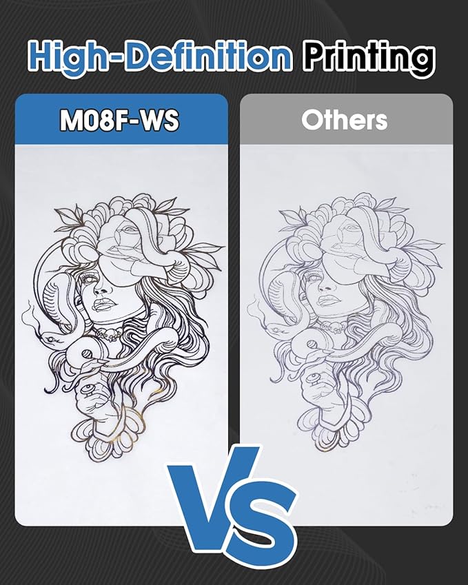 Phomemo M08F Bluetooth Tattoo Stencil Printer, Thermal Tattoo Machine with 10pcs Transfer Paper, Portable Wireless Stencil Printer for Tattooing, Compatible with Smartphone & PC, Grey