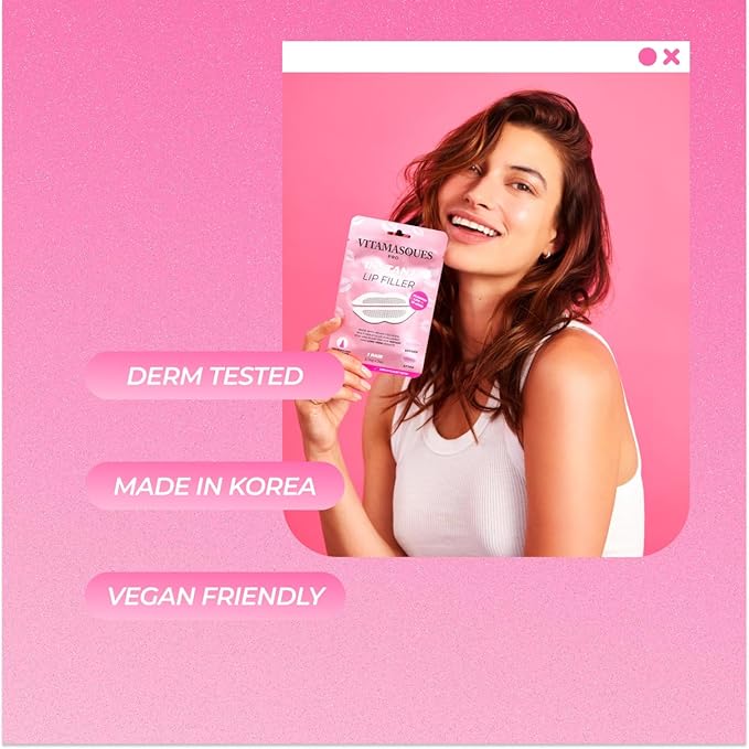 Instant Lip Filler Mask for Plumped Lips in 30 Mins with Vegan Collagen & Hyaluronic Acid - 3 Pack Korean Lip Mask Patches with 400 Dissolving Micro-Darts Tech for Instant & Long-Lasting Results