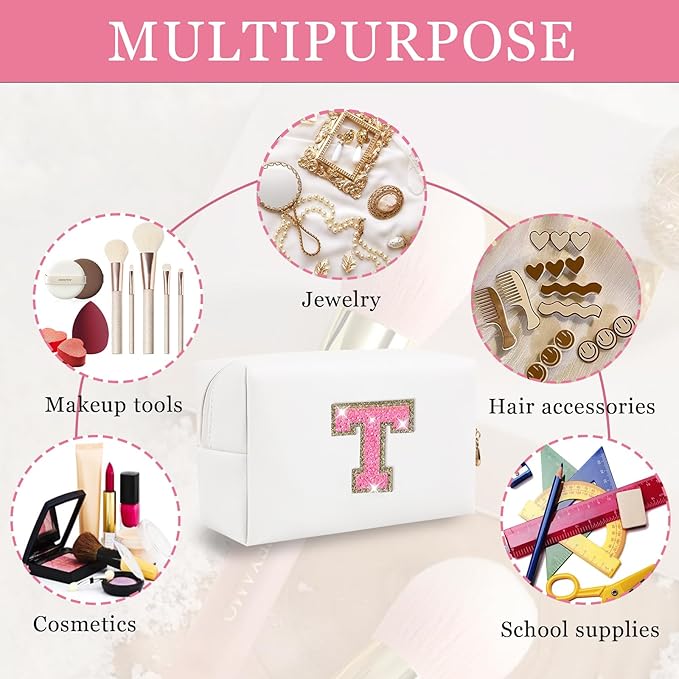 Personalized initial letter makeup bag,