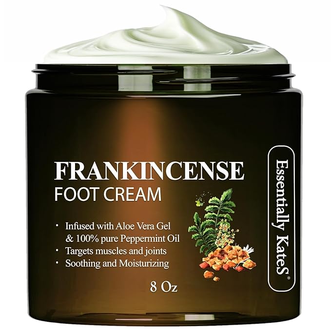 Essentially KateS Frankincense Oil Foot Cream 8 Fl Oz - Fight Soreness and Stiffness in Tired Feet - Foot Sole, Achilles, Foot Bridge, Ankle and Foot HillFoot Cream - (Parent) (8 Fl Oz, Frankincense)
