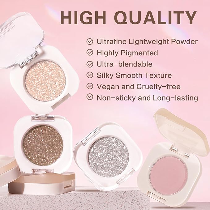 Single Eyeshadow,Lightweight Matte Eye Shadow Palette,Ultra-fine Smooth Powder,Blendable Formula,Daily Matte Eyes Makeup,Sombras de Ojos Profesional (01 Moonlight)