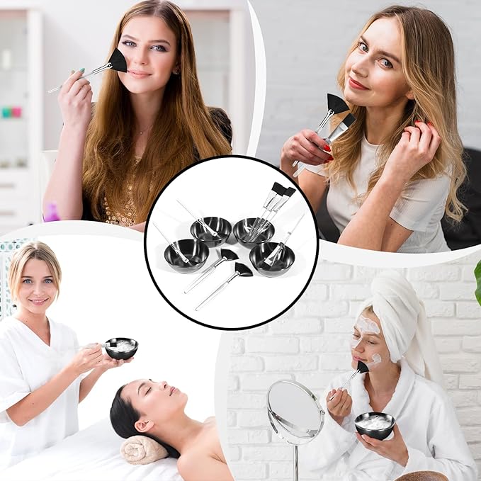 12 Pcs Black Esthetician Supplies for Facials Set 4 Black Facial Bowls Esthetician 4 Facial Brushes Esthetician 4 Flat Brushes Face Mask Cosmetic Applicators for Mud Cream Spa Salon Makeup Women Gift