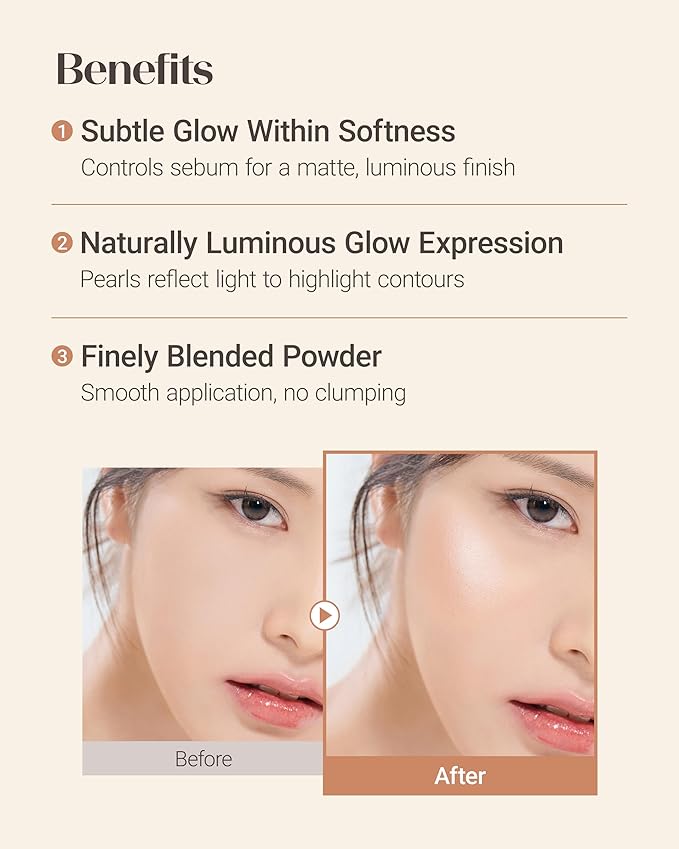 THESAEM Glam Glow Pact - Illuminating Pressed Powder for Oily & Combo Skin - Matte Finish with Radiant Finish - Sebum Control Pore Refining Pact with Natural Luminous Glow, 0.3oz.