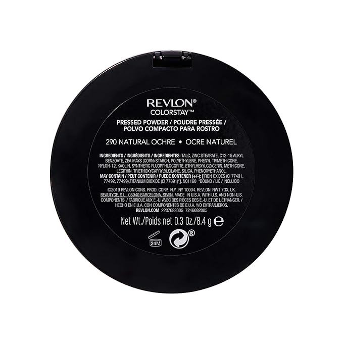 Revlon ColorStay Pressed Powder Face Makeup, Longwearing, Fragrance-Free, Noncomedogenic, 290 Natural Ochre, 0.3 oz