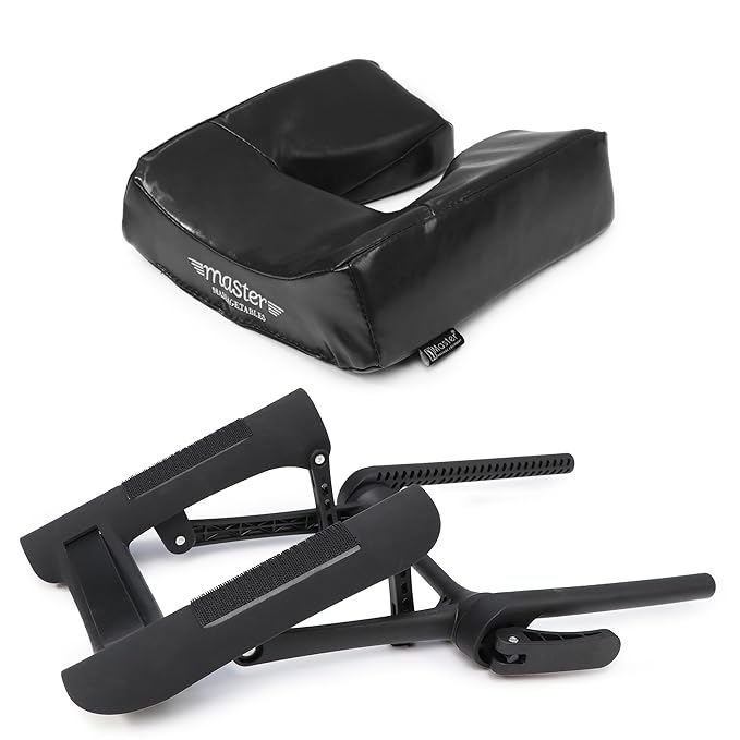 Master Massage Deluxe Adjustable Ergonomic Dream Face Cradle and Ergonomic Dream Face Cushion Pillow with Memory Foam -Face Pillow Set (Black)