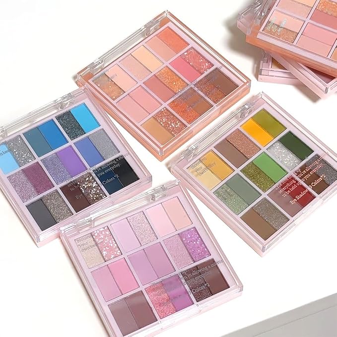 18Colors Nude Pink Rose Gold Shimmery Eyeshadow Palette Makeup,Light Nude Soft Glitter Sparkly Eye Shadow Long Lasting Waterproof Naturing-Looking Blendable for Beginners