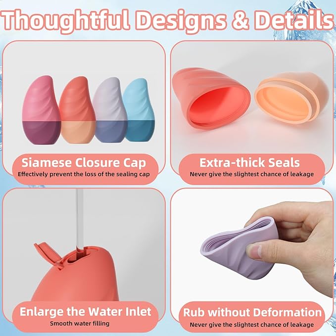 Silicone Facial Ice Cube Roller Massager, Facial Beauty Care Tool, Reusable Face Ice Mold - Brighten Skin, Reduce Puffiness for Face & Eyes (Pink)