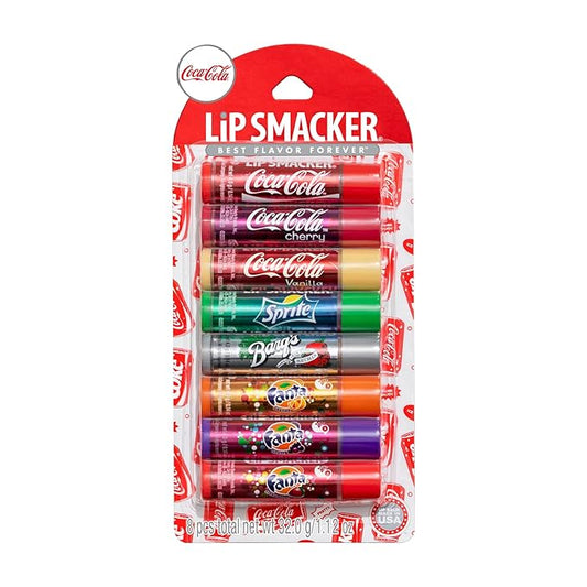 Lip Smacker Coca-Cola Flavored Balm, 8 Count, Flavors Coke, Cherry Vanilla Sprite, Root Beer, Orange Fanta, Grape Strawberry Fanta
