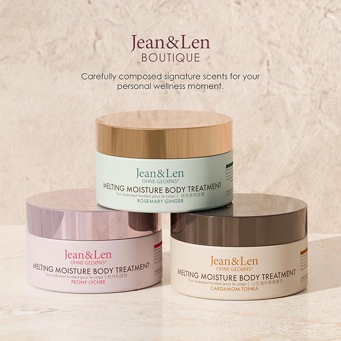 Jean & Len Melting Moisture Body Treatment Peony & Lychee, for a fragrant care result, for normal skin, nourishing body butter, without parabens & silicones, vegan, 6.76 Fl. Oz.