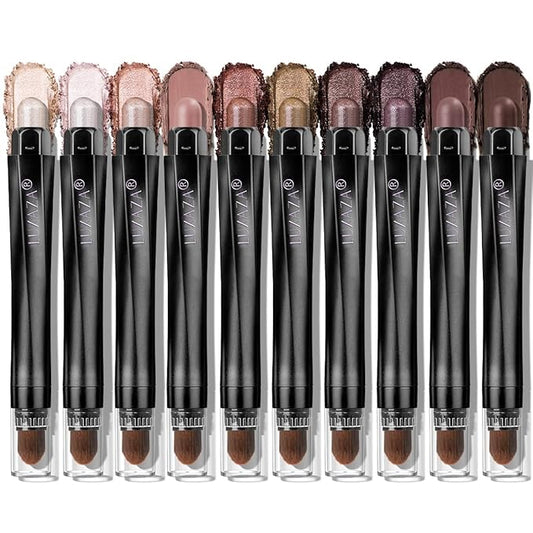 10PCS Eyeshadow Stick,Shimmer And Matte Brown Metallic Cream Eyeshadow Pencil Crayon with Smudge-proof & Waterproof, Eye Brightener Stick, Ideal Gift for Women - Ash Rose