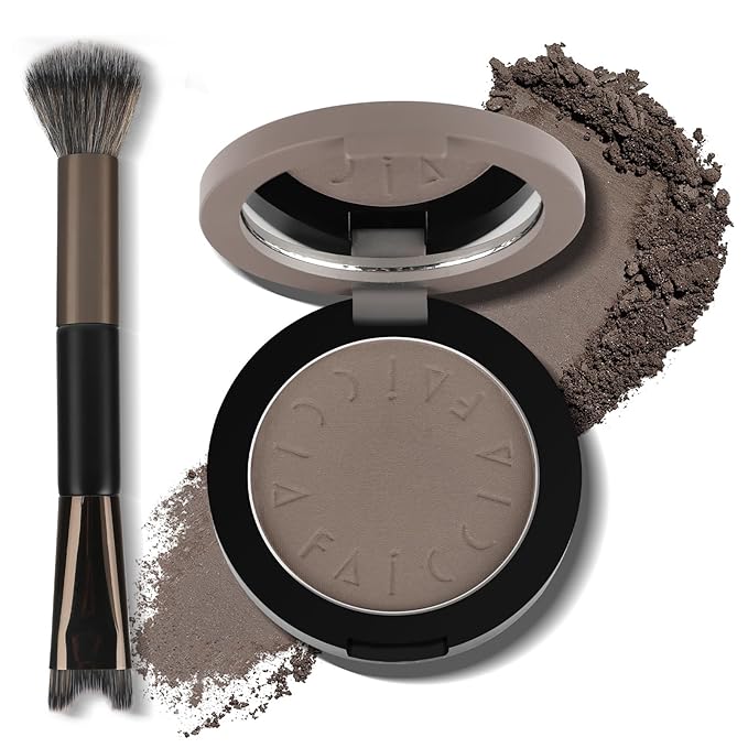 Cool Toned Contour Palette with 2 IN 1 Nose Contouring Brush & Mirror, 【Delicate Texture】【Multi-Purposes & Buildable】【Long Lasting】, Grey Contour Powder Suitable for Cool Toned Fair Skin