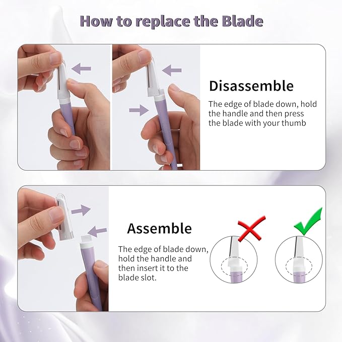 BULIMICA Dermaplane Razor Blades, Dermablade, Safe and Effective Removal Women Facial Peach Fuzz, Gentle Skin Exfoliation Blades, 4 Long and 4 Short Dermaplaning Blades