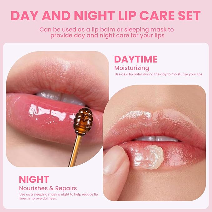 4 PCS Lip Scrub and Mask Set, Strawberry Watermelon Lip Exfoliator Scrub, Moisturizing Lip Balm for Dry Lips, Reduce Lip Lines