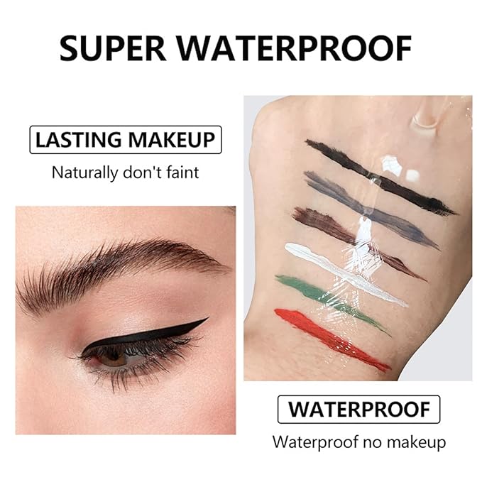 Eyeliner Gel Set,Long Lasting Waterproof High-Intensity Pigments Smudge-Proof Eye liner Makeup With 5.51 IN Long Eyeliner Brush Water-Resistant Creamy Gel 5G-White