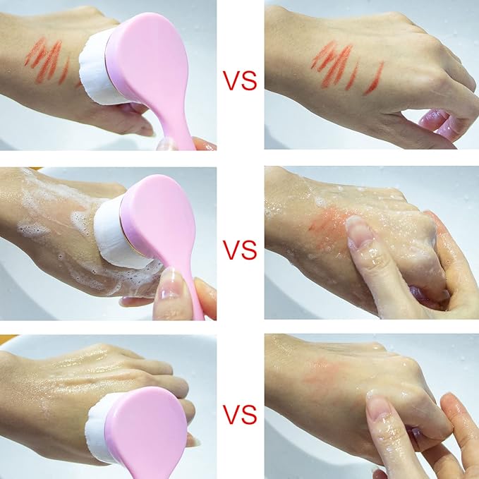 2 Pack Soft Bristle Facial Cleansing Brush for Deep Pore Cleaning, Face Exfoliating Scrub Brush for Face Cleansing Skincare Massaging (Pink and Jade White)