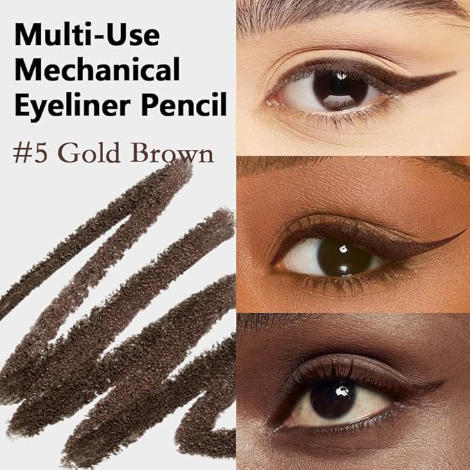 Kaely Gold Brown Gel Eyeliner Pencil, Smooth Eye Liner Waterproof Smudge Proof, Built in Sharpener, Long Lasting Eye Makeup, Vegan & Cruelty-Free, 05